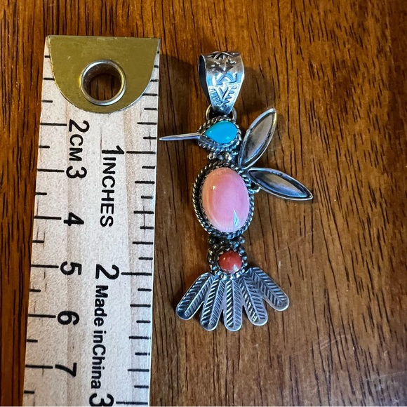 Sterling Silver Multi Stone Hummingbird Pendant - Picture 9 of 10